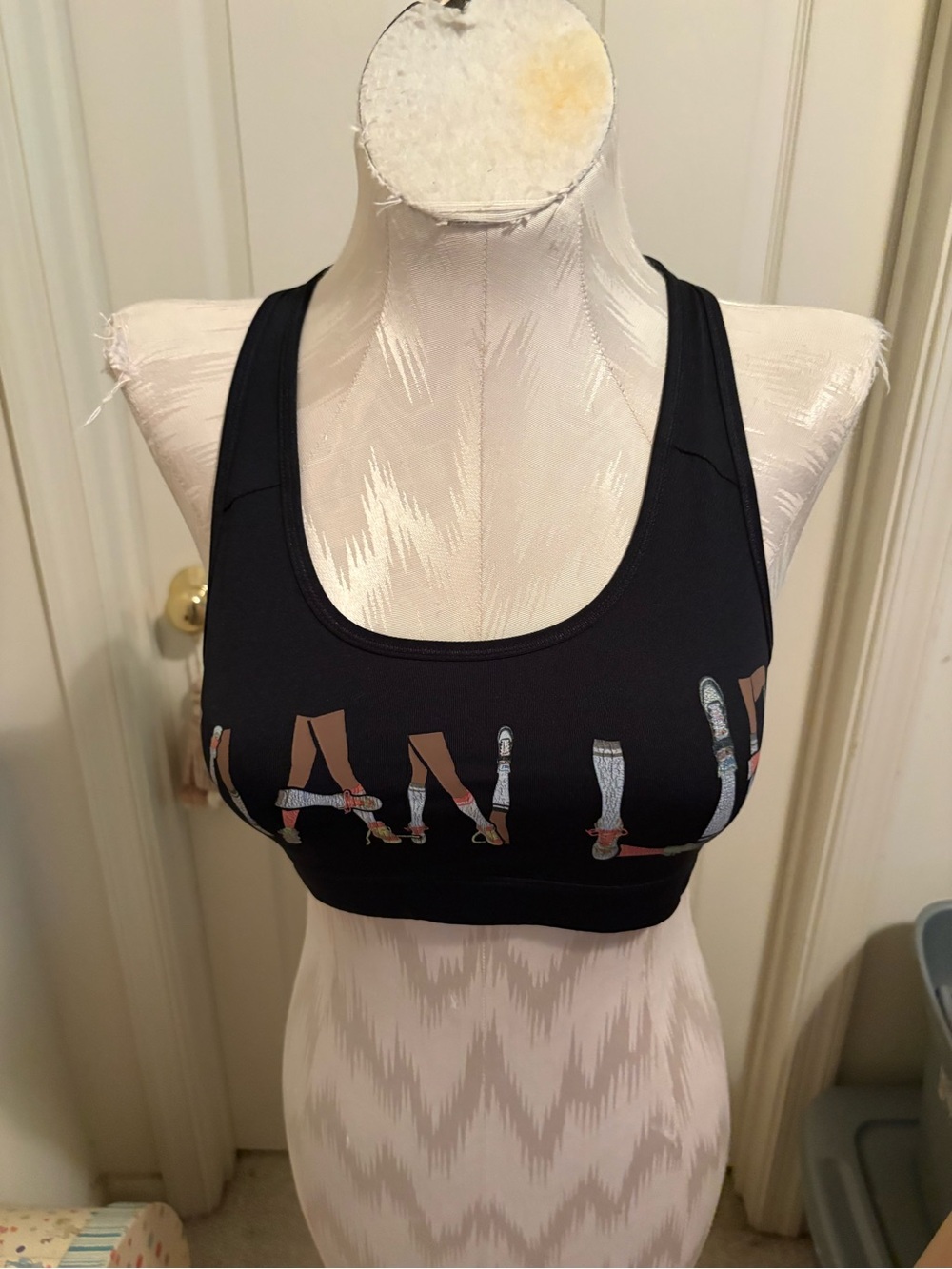 Nike Black Graphic Racerback Sports Bra rare Man Up runway XS